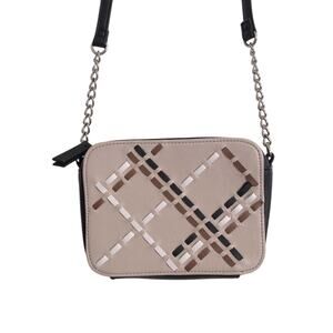 Nine West Crossbody Handbag Vegan Faux Leather Geometric Stitch Small Purse Bag